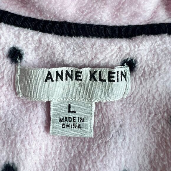 Anne Klein Pink/Black Polka Dot Fleece Pajama Set Size L - Picture 6 of 9